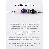 PNNY AMDA Protection Bracelets for Women: Black Obsidian Tourmaline Hematite Evil Eye Beaded Bracelets – Anxiety Bracelet for Women Men Courage Gifts