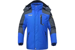 Rdruko Men's Ski Snow Jacket Waterproof Insulated Fleece Outdoor Mountain Hooded Winter Coat