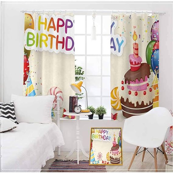 Amazon.com: RenteriaDecor Birthday Kitchen Window Curtains ...