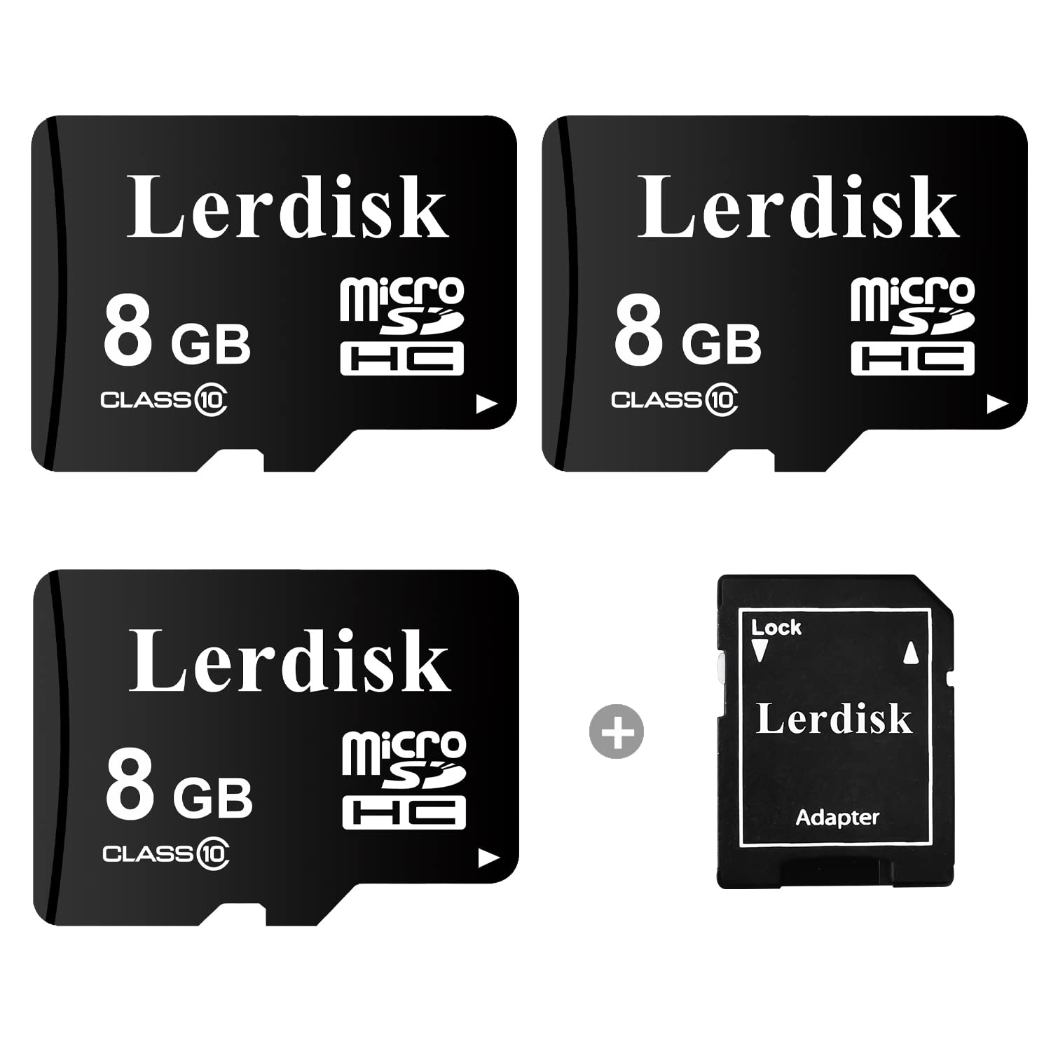Lerdisk Factory Wholesale 3-Pack Micro SD Card 8GB U1 C10 UHS-I MicroSDHC in Bulk Produced By 3C Group Authorized Licencee (8GB, U1 C10)