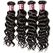 Unice 8A Grade Brazilian Natural Wave Hair 3 Bundles with Free Part Lace Closure 100% Virgin Human Hair Extensions Weave Natural Color (16 18 20+14'' Closure)