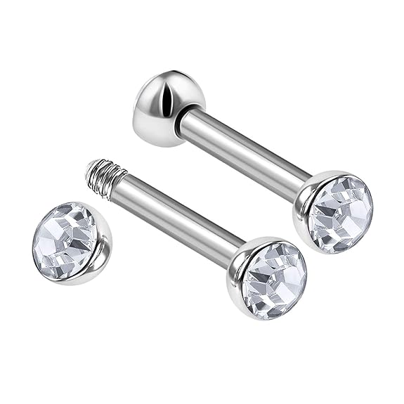 Buy 2PCS Surgical Steel Barbell Earrings 16 gauge 1/4 6mm 3mm Clear