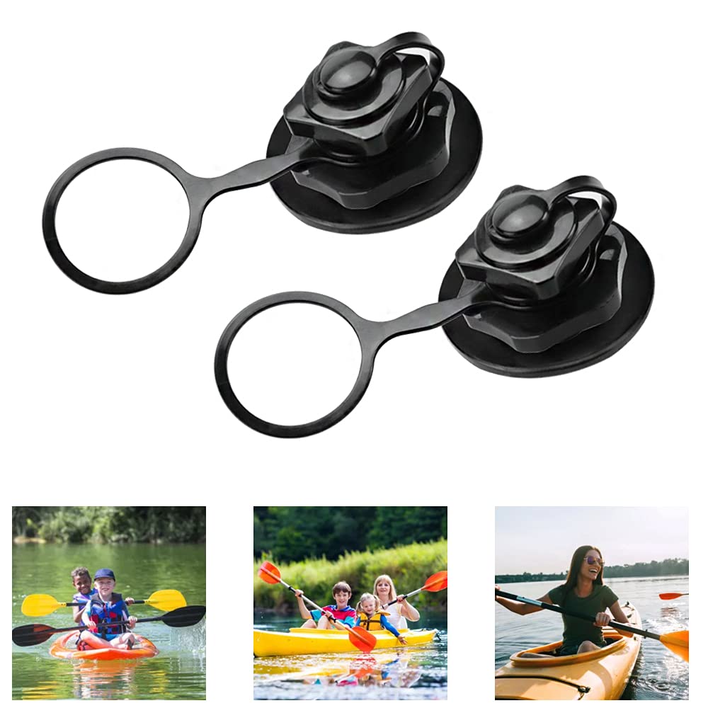 BUZIFU 2 Pcs Air Valve Inflatable Valve Replacement Universal Spiral Boat Air Valve One-Way Inflation Replacement Anti-Leakage Bungs Boston Screw Valve for Rubber Dinghy Raft Kayak Pool Airbeds,16mm