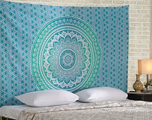 Twin Ombre Mandala Tapestry, Mandala Tapestry Wall Hanging, Psychedelic Wall Art, Dorm Décor Beach Throw By Rajrang
