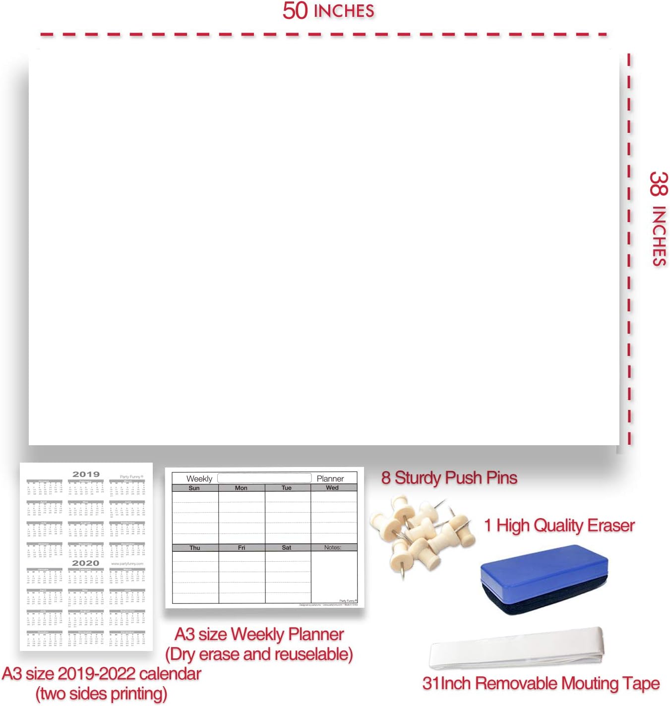 Dry Erase Blank Laminated Jumbo Wall Poster Sheet, 38-Inch by 50-Inch (38Wx50L) : Office Products