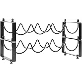 GREATLINK Stackable 2-Tier Wine Rack for Countertop & Inside Cabinet – Sturdy Metal Wire Holder Stand, Small Freestanding Floor or Tabletop Wine Glass Storage Organizers for Pantry/Bar, Black