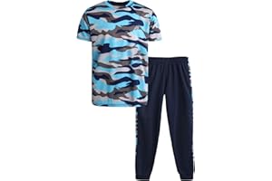 Pro Athlete Boys' Active Pants Set - 2 Piece Performance T-Shirt and Tricot Jogger Sweatpants - Sports Outfit for Boys (8-16)
