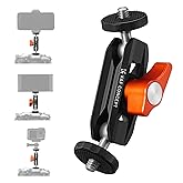 K&F CONCEPT Dual Ball Heads Magic Arm, Articulating Mini Magic Arm with 1/4" Screw, 360° Swivel Aluminum Alloy Camera Monitor Mount Arm for Camera, Light, Microphone, Monitor