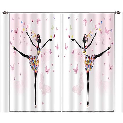 Amazon Com Lb Flower Butterfly Girl Window Curtains Living