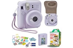 Fujifilm Instant Mini 12 Instant Camera + BluebirdSales Accessory Bundle & Custom Case + Fuji (20 Shots) Film + 5 Color Lens Filters + Mini Frames Designer Mini Photo Album (60 Pockets) (Lilac Purple)