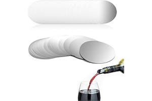 Chargenyang 100 Packs Wine Pour Disc Drop Stop Pour Spout Cards - Thin and Reusable Whisky Foil Silver Pouring Disks