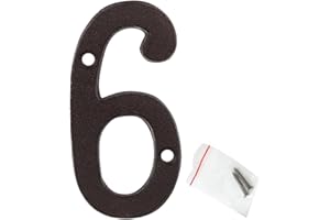 roslyong 3 Inch House Number, Address Numbers for Houses, House Numbers for Outside, Cast Iron Metal Number, Vintage Solid Metal Mailbox Number, Black Home Number 6 or 9(Matching Screws Included)