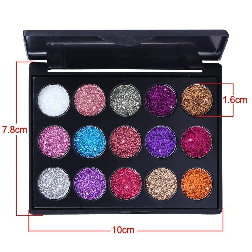 Bifast 15 Shades Eyeshadow Palette Shiny and Pigmented Mineral Pressed Powder Glitter Eyes Long Stay On Make Up Eye Shadow Shimmer Palettes (Style 2)