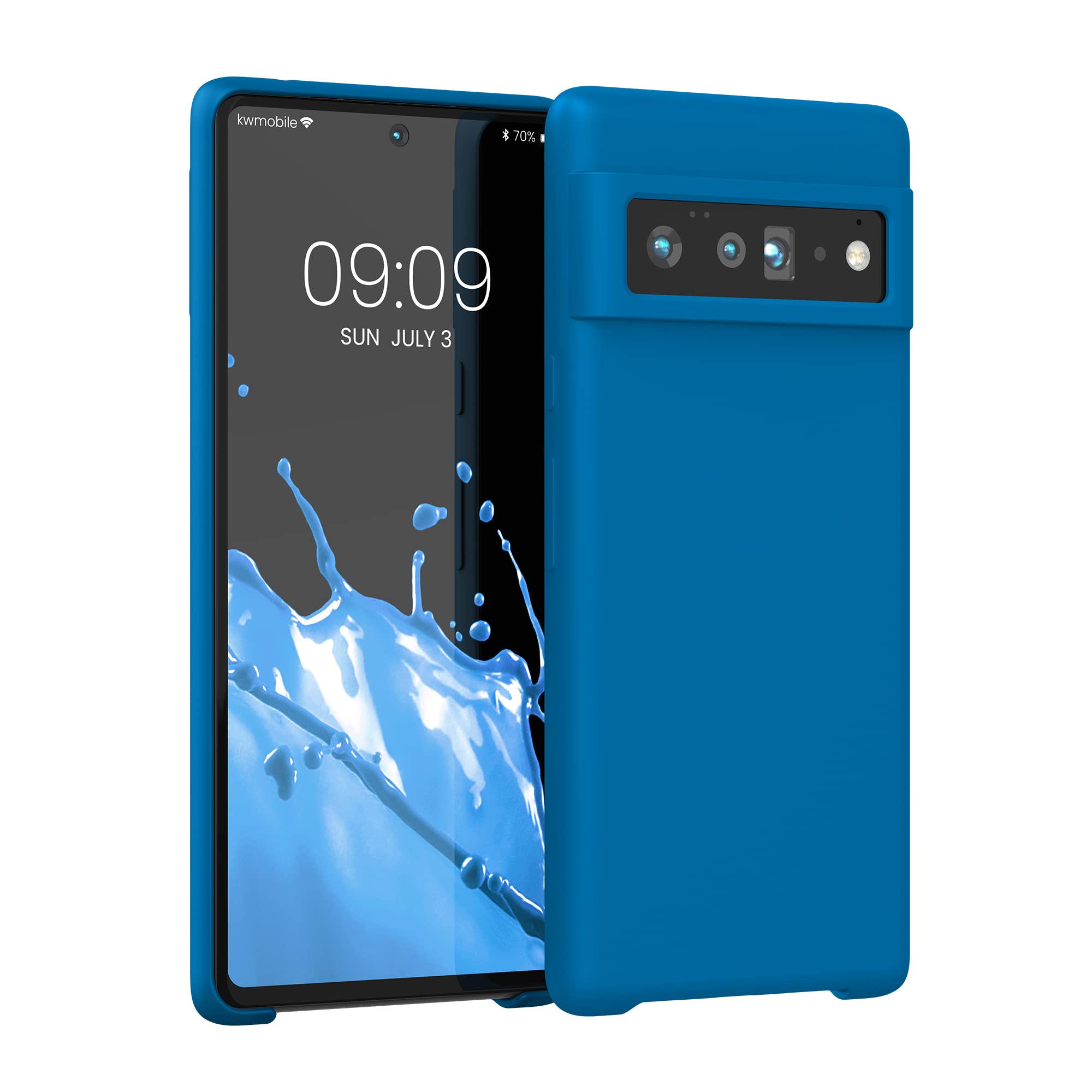 kwmobile Case for Google Pixel 6 Pro Case - Soft Cover - Shockproof Silicone - Wireless Charging Blue Reef โ image 1