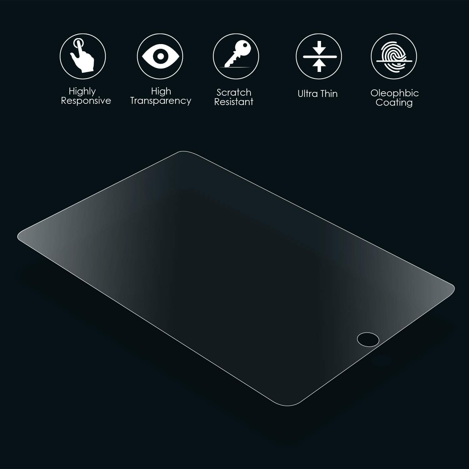 [2 Pack] iPad Air 2 / iPad Pro 9.7 / iPad Air/iPad 9.7 2017&2018 Screen Protector,DETUOSI iPad 9.7 Screen Protector,Clear High Definition Tempered Glass Screen Protector for iPad 9.7 inch (iPad 9.7): Computers & Accessories