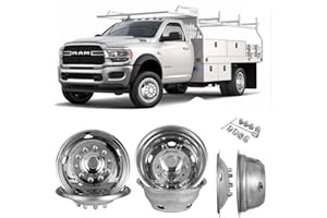 Lifeinfinity 4pcs 19.5" Protective Polished Stainless Steel Dually Wheel Simulators, Bolt On Wheel Covers, Screw on 10 Lug 5 Hand Hole Hubcaps Fit for 2008-2025 Dodge Ram 4500/5500 906R
