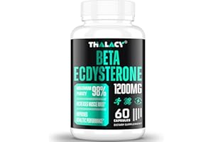 Thalacy 1200MG Beta Ecdysterone Supplement, 98% Maximum Purity Ecdysterone Supplements for Lean Muscle Mass, Athletic Performance & Strength, 60 Capsules