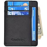 RFID Slim Wallet Leather Front Pocket Minimalist Wallet Card Holder Money Clip