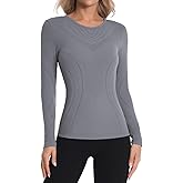 ATTRACO Long Sleeve Workout Tops for Women Zip Up Seamless Athletic Base Layer High Neck Thermal Tops
