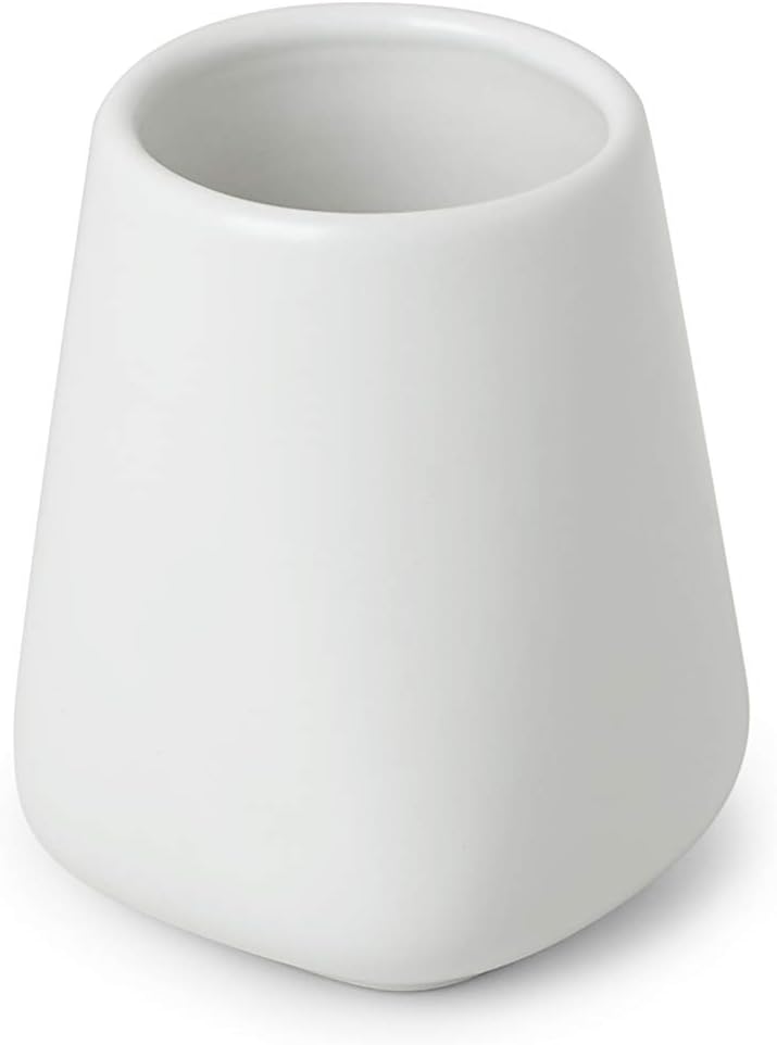 Basics 4-Piece Ceramic Bathroom Accessories Set, White: Home & Kitchen