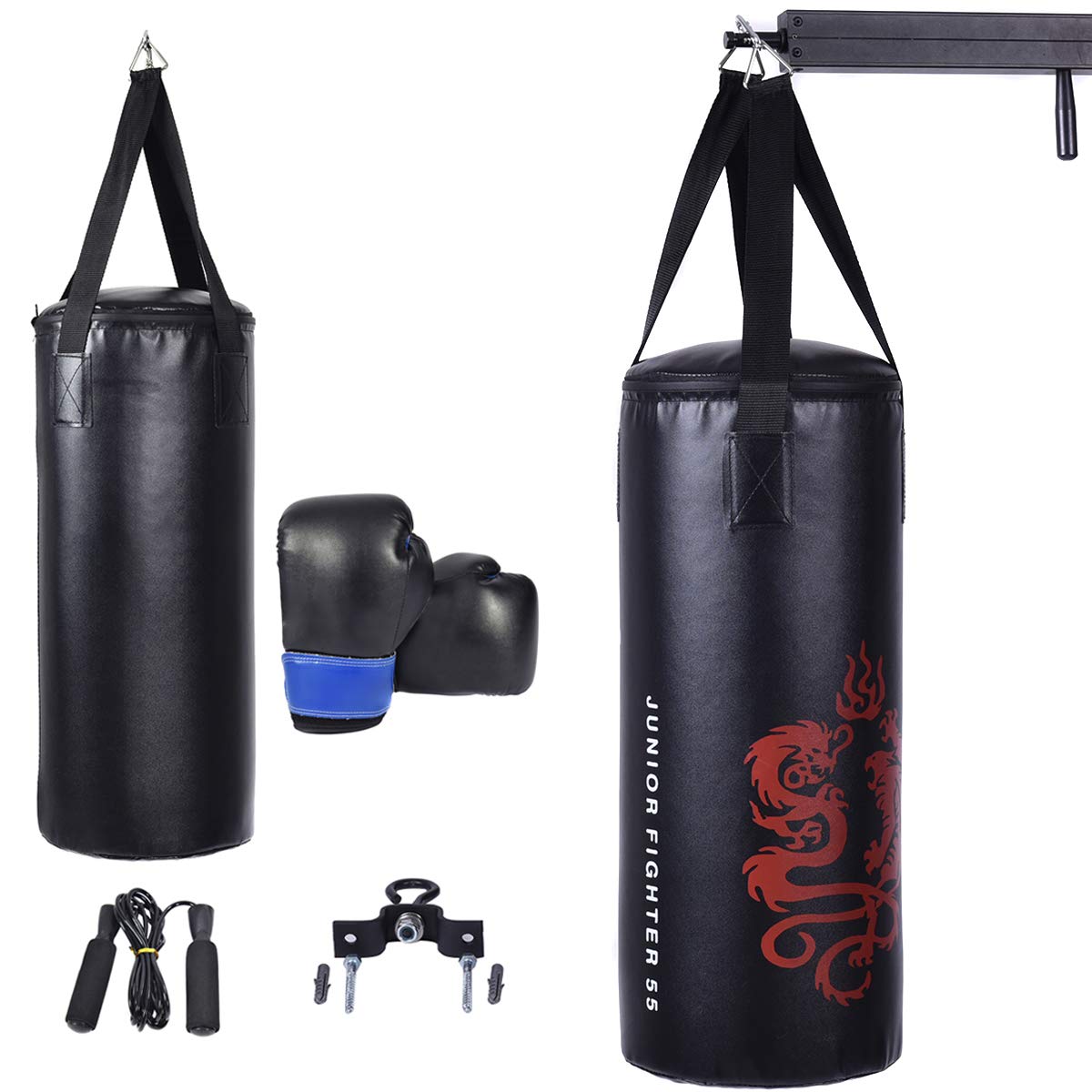 GYMAX Kids Punching Bag Set Heavy Bag Set w/Punch Bag, Gloves, Jump