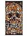 Large Canvas Wall Art Sugar Skull Feature Painting,Day of The Dead Contemporary Pictures Abstract Artwork Crossbones Framed Decor for Living Room 3 Panel Stretched Ready to Hang (28''Wx60''H)