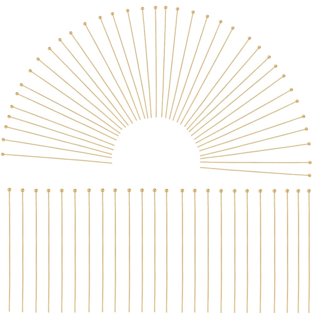 SOFPLATE 1 Box 50mm 600Pcs Ball Head Pin Jewellery Earring Pins Gold Brass Earring Finding Pins Smal Head Long Earring Pins for Jewellery Making Earrings Bracelets Accessories Supplies DIY Crafts