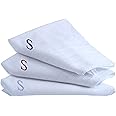Moda Di Raza Handkerchiefs for Men, 3 Piece 100% Cotton Hanky, Pocket Square 16x16, Machine Wash, Initial Monogrammed