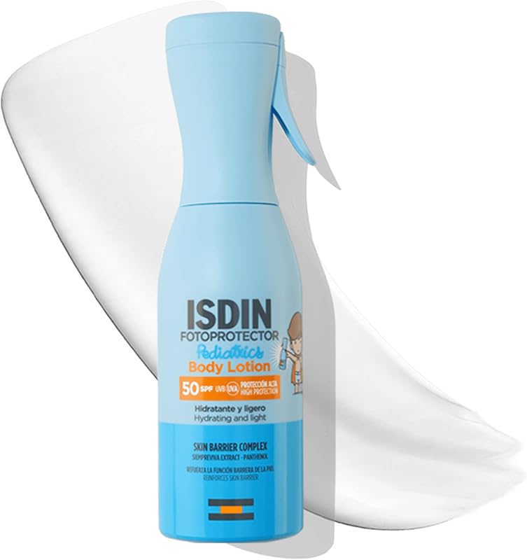 Fotoprotector Body Lotion Pediatrics SPF50, Protector solar corporal ligero en pistola para niños a partir de 6 meses, Crema solar que hidrata intensamente la piel, 250ml