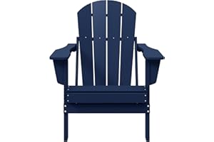 WestinTrends Malibu HDPE Outdoor Patio Folding Poly Adirondack Chair, Navy Blue