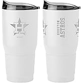 Boelter Brands MLB Etched Logo White Premium Powder Coat Double Wall Stainless Steel 30oz Ultra Travel Tumbler (Houston Astros)
