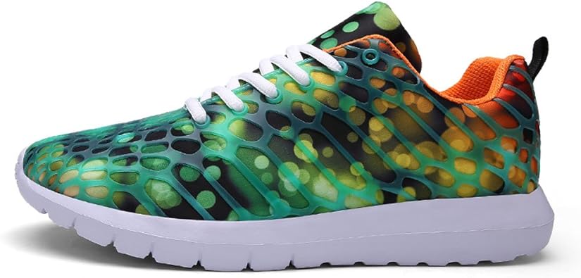 Amazon Looka レディーズ メンズ レディース スニーカー スポーツシューズ ランニングシューズ カジュアル 通気 軽量 グレー ブルー ローズ パープル 蛍光グリーン 25cm グリーンオレンジ スニーカー