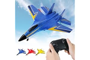 Hknbj Remote Control Airplane Toy for Kids, Gravity Glider Foam RC Fighter Plane Jet, 2.4 GHZ Remote Control Air Planes Fighter Plane Glider Airplane Toy Gifts for Kids Adults (Blue)