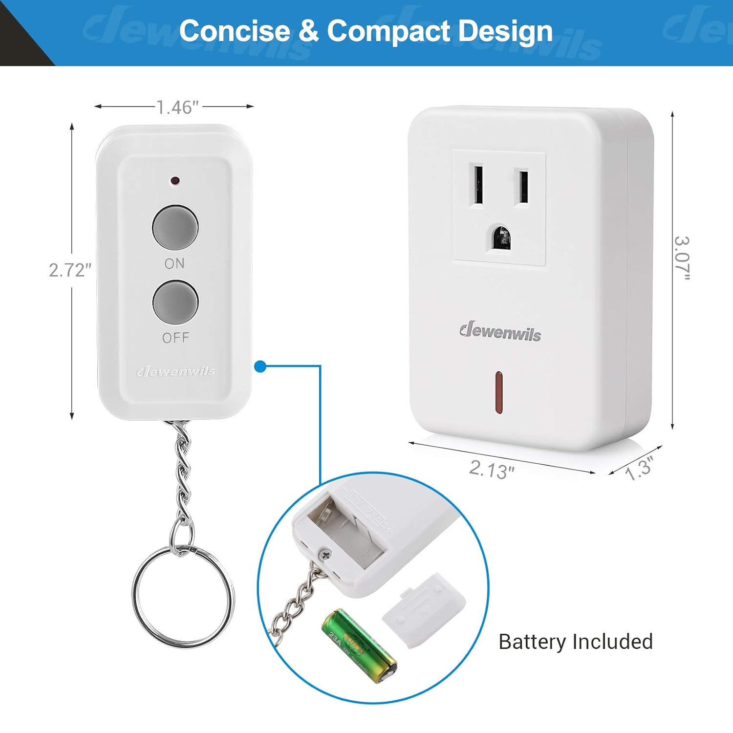 DEWENWILS Indoor Remote Control Outlet, Expandable Remote Light Switch Kit, Wireless On Off Power Switch, 100ft RF Range, Compact Design, White: Industrial & Scientific