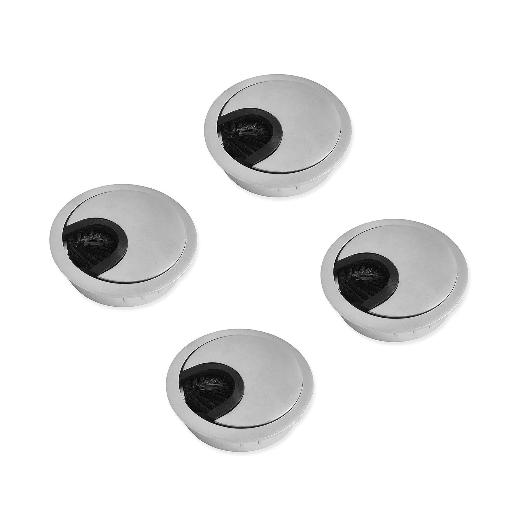 LIKERAINY Cable Bushing Desk Table Grommets Round Ø50mm Cable Outlet Tidy Cover Insert Wire Organiser in Metal Chrome Plated Finish Pack of 4 — image 1
