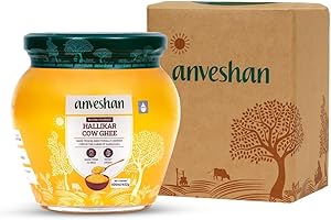 ANVESHAN EMPOWERING FARMERS WITH TECHNOLOGY Anveshan A2 Desi Cow Ghee | 16.8 Fl. Oz (500mL) | Grass-Fed & Bilona Made | Pure & Natural Clarified Butter | Lactose-Free, Non-GMO, Keto & Paleo Friendly | Premium Desi Ghee for Cooking & Health