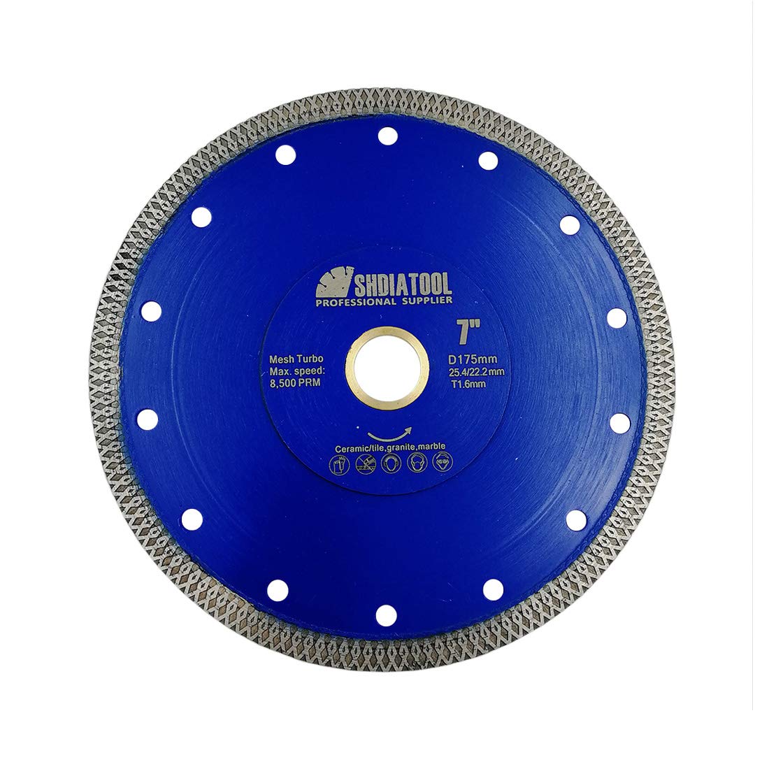 SHDIATOOL Diamond Cutting Disc 175mm / 7 Inch X Mesh Turbo Saw Blade for Tile Marble Ceramic Porcelain