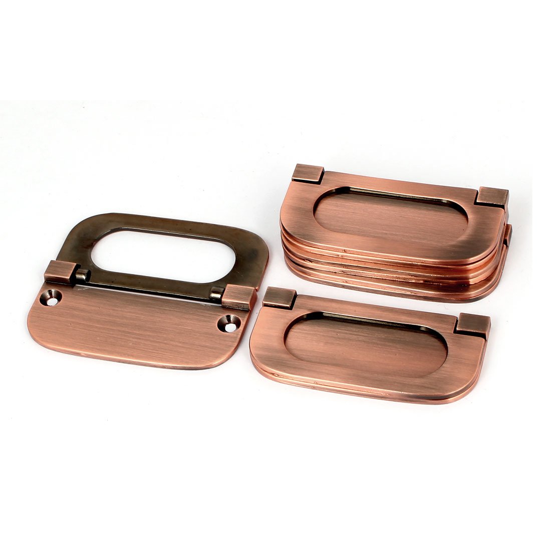Sourcingmap Cupboard Cabinet Drawer Metal Flush Mount Door Pull Handle Ring Copper Tone 5pcs