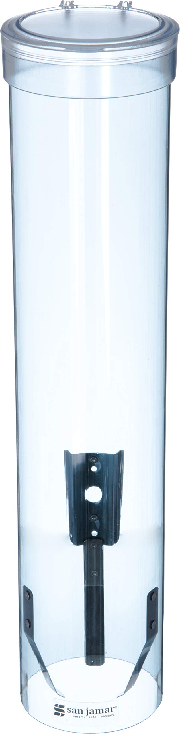 San Jamar C3165TBL Medium Pull Type Water Cup Dispenser, Fits 4 to 10 oz Cone and Flat Bottom Cups, 16" Tube Length, Transparent Blue