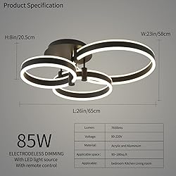 Modern LED Ceiling Light Black 85W Ultra Bright