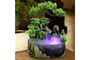 LYNICESHOP Atomizing Rockery Water Tabletop Fountai with LED Lights & Atomizer, Desktop Fountain Waterfall for Indoor Outdoor