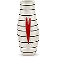 DEMDACO Black Stripe Red Heart 4 x 10 Stoneware Large Slender Decorative Vase