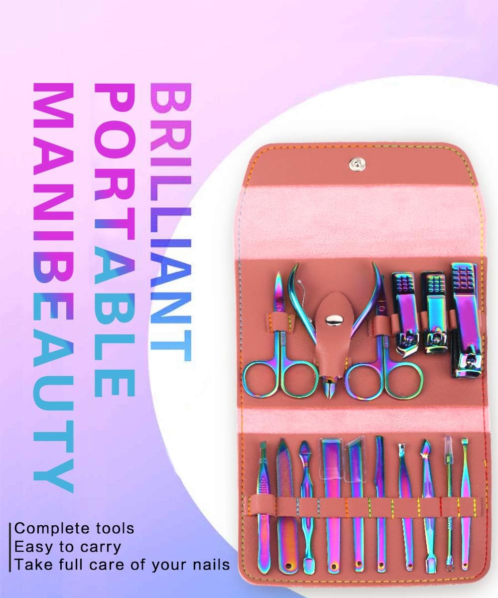 Manicure Set Nail Clippers Kit Manicure Pedicure Gift Set, 16-in-1 Professional Stainless Steel Women Grooming Kit with Portable PU Leather Case: Health & Personal Care
