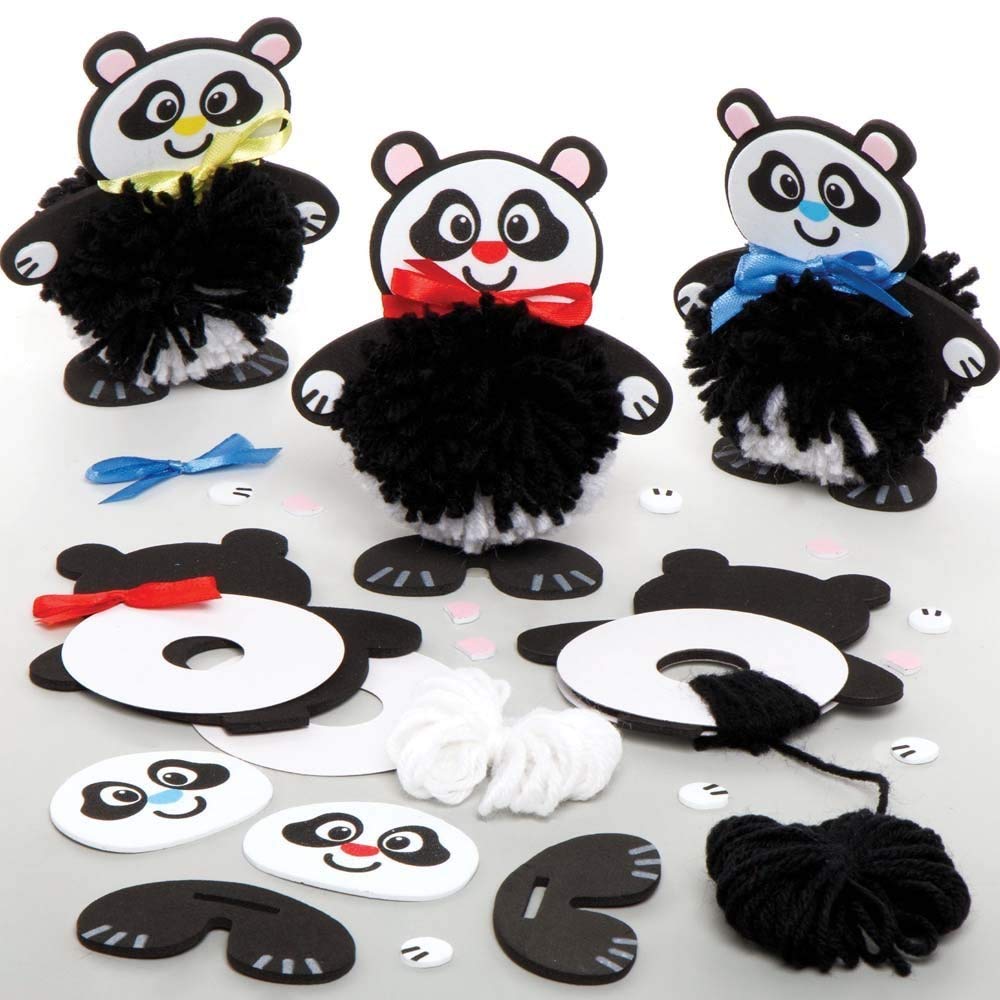 Baker Ross Panda Pom Pom Kits - Pack of 3, Chinese New Year Craft Kit, Crafts for Kids (AX862)