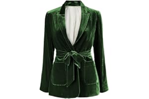 Womens Velvet Blazer Suit Jacket Long Sleeve Blazer for Winter Fall Spring Dressy Work Office with Belt