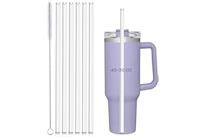 YUBIRD Replacement Straws for Stanley 40 oz 30 oz Cup Tumbler -6 PCS Straws Replacement for Stanley Adventure Travel Tumbler, Plastic Straw with Cup Cleaner for Stanley 40 oz 30 oz Cup