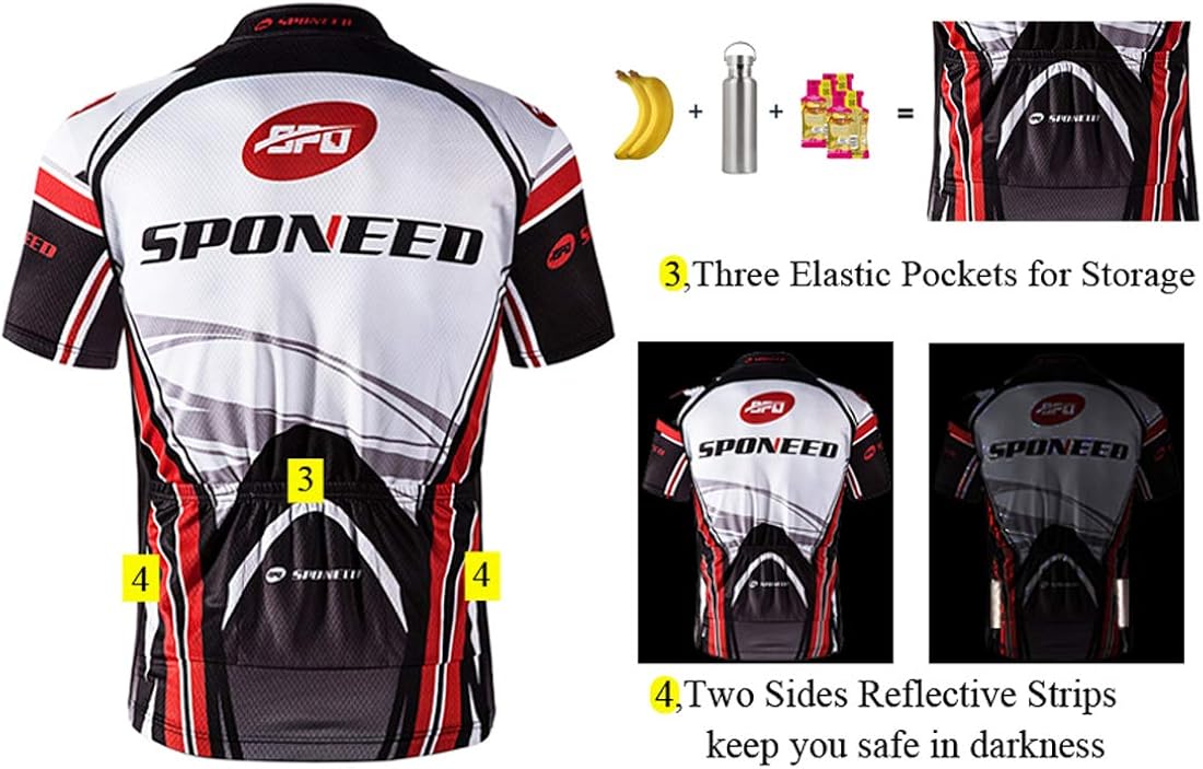 sponeed Cycling Jersey Short Sleeve Men MTB Bike Clothing Road Bicycle Shorts Padded : Clothing