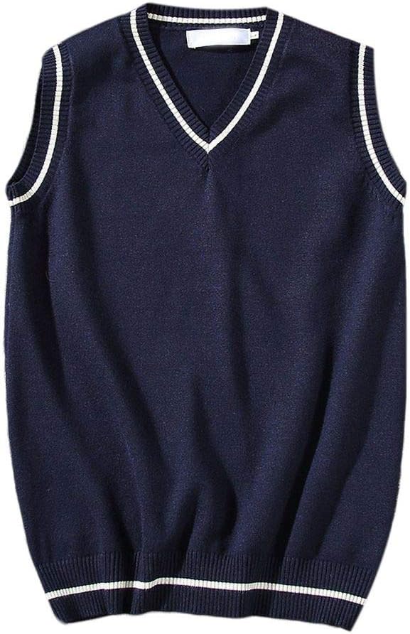 CRYYU Suéter masculino sem mangas com gola V para negócios