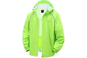LUNOVATE Men's Rain Jacket Waterproof Windbreaker Lightweight Reflective Packable for Golf Hiking Travel