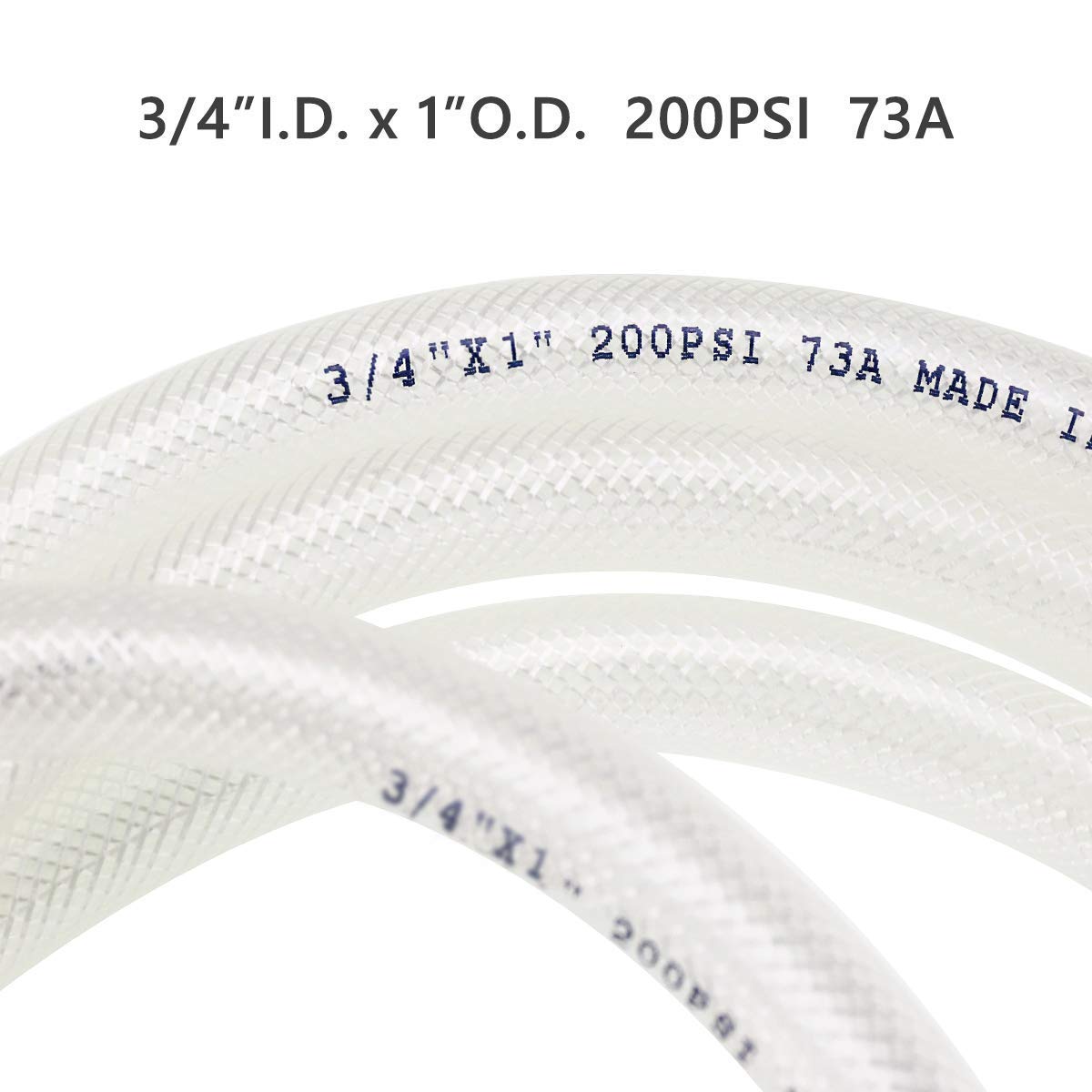 Heavy Duty Reinforced Vinyl Hose Tubing 1 ID x 25 Ft High Pressure Braided Clear PVC Vinyl